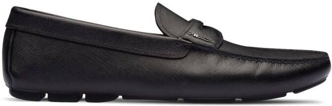 Prada leather slip-on loafers Black