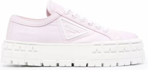 Prada logo-patch lace-up sneakers Pink