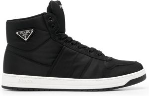 Prada logo-plaque mid-top sneakers Black