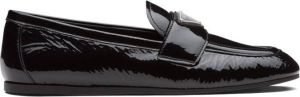Prada logo-plaque patent-leather loafers Black