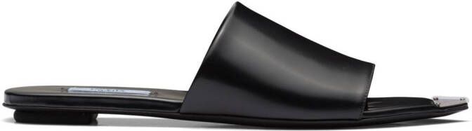Prada logo plaque pointed-toe sandals Black