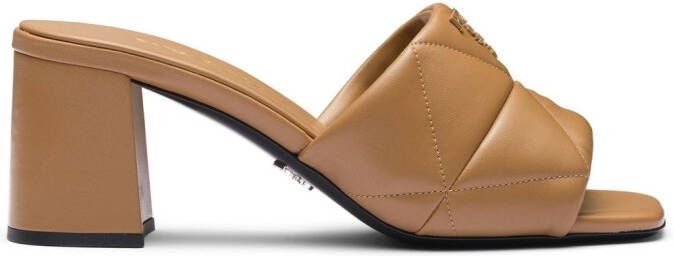 Prada logo-plaque sandals Brown