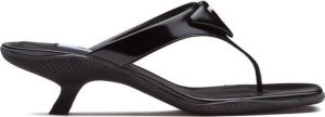 Prada logo plaque thong sandals Black