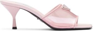 Prada logo plaque transparent sandals Pink