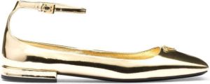 Prada metallic-effect leather ballerina shoes Gold