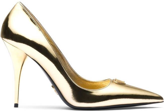 Prada metallic leather pumps Gold