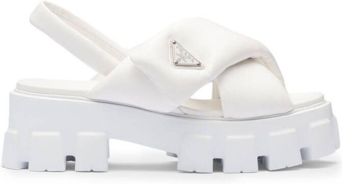 Prada Monolith 55mm nappa leather sandals White