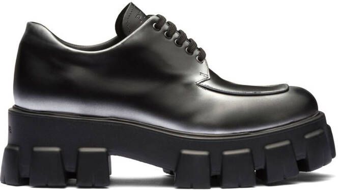 Prada Moonlith ombré-effect lace-up shoes Black