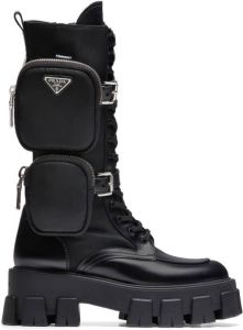 Prada Monolith pouch-embellished biker boots Black