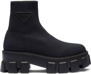 Prada Monolith sock-style ankle boots Black