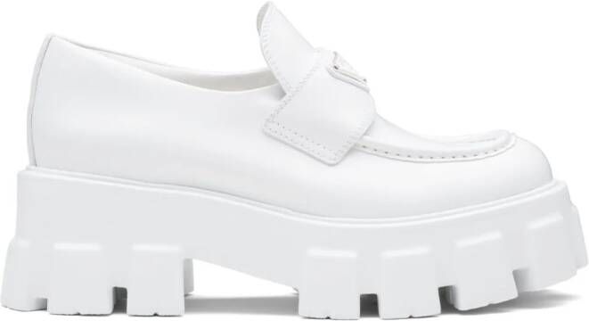 Prada Moonlith brushed leather loafers White