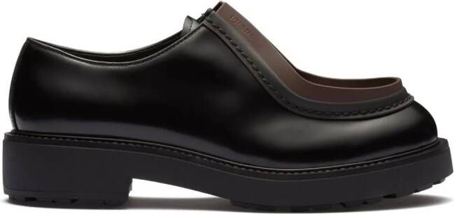 Prada opaque brushed-leather lace-up shoes Black