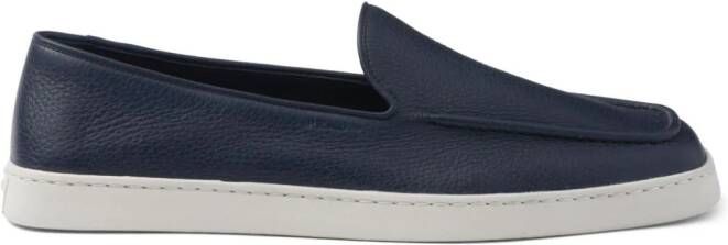 Prada piped-trim leather loafers Blue