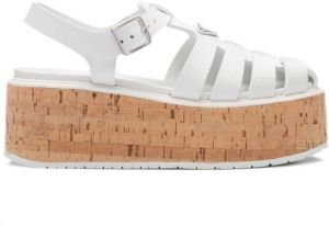 Prada platform wedge sandals White