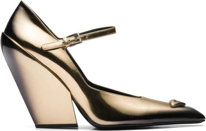 Prada pointed Mary Jane pumps Gold