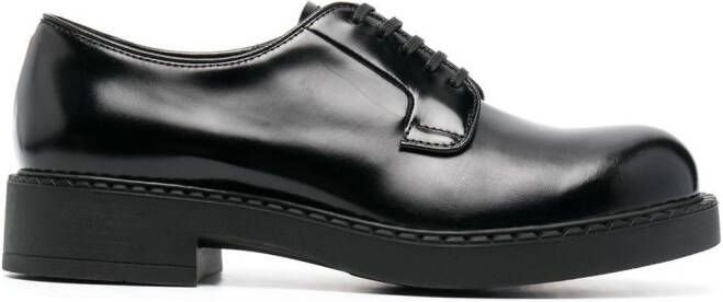 Prada polished-finish Derby shoes Black