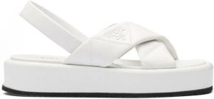 Prada quilted crossover platform sandals White