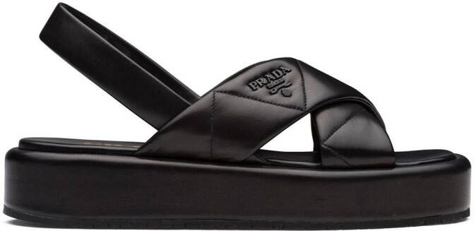 Prada quilted flatform sandals Black