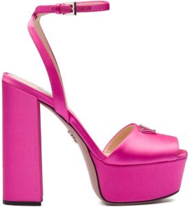 Prada satin platform sandals Pink