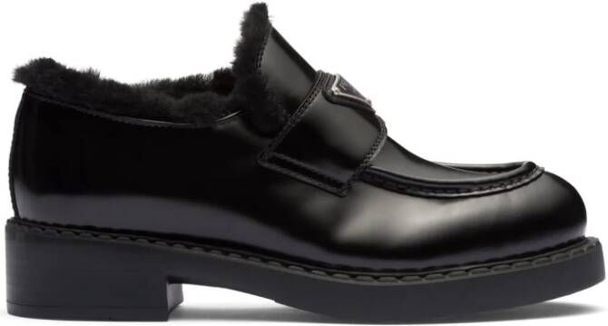 Prada brushed leather loafers Black