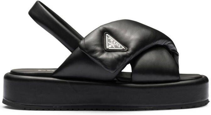Prada Soft padded nappa leather sandals Black