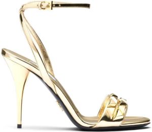 Prada studded metallic heeled sandals Gold