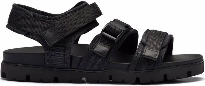 Prada touch-strap flat sandals Black
