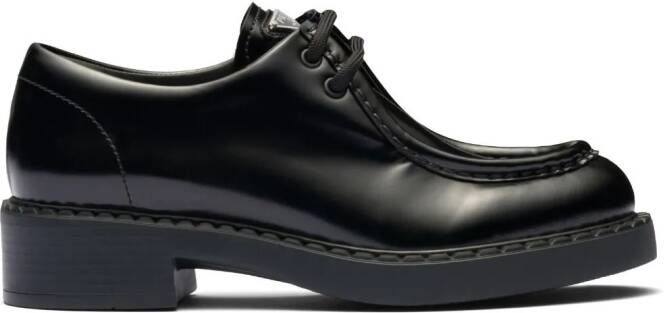 Prada brushed leather lace-up shoes Black