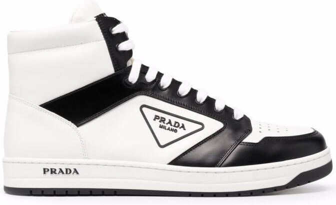 Prada triangle-logo contrast-trim sneakers White