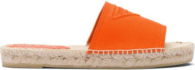 Prada triangle logo espadrille sandals Orange