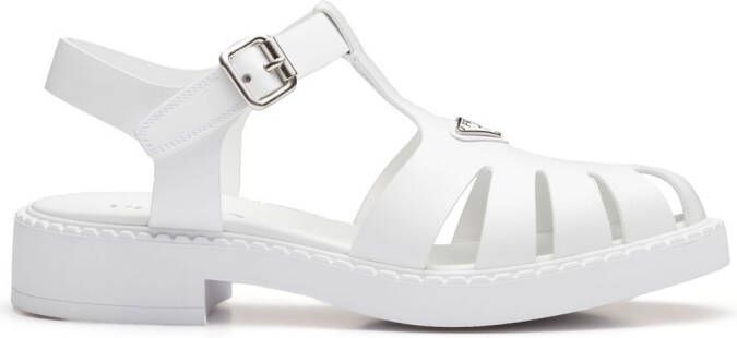 Prada triangle-logo fisherman sandals White