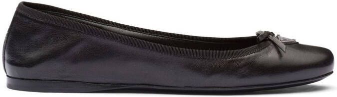 Prada triangle-logo leather ballet flats Black