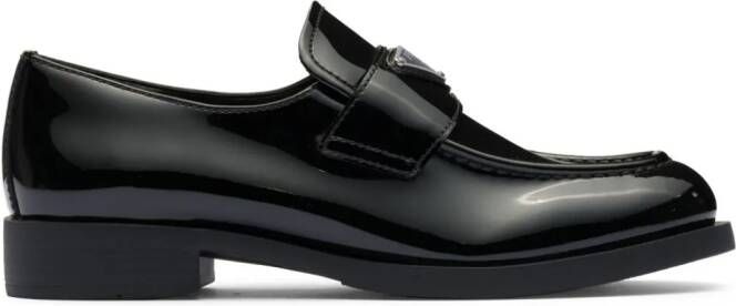 Prada triangle-logo leather loafers Black