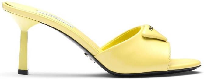 Prada triangle-logo leather mules Yellow