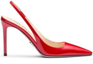 Prada triangle logo leather slingback pumps Red