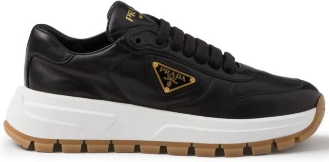 Prada triangle-logo leather sneakers Black