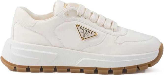 Prada triangle-logo leather sneakers White
