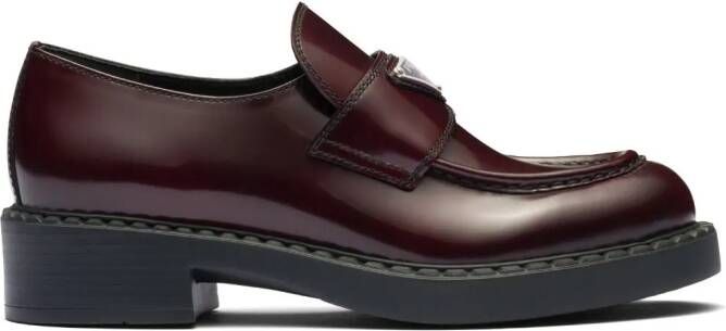 Prada Chocolate brushed leather loafers Red