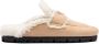 Prada triangle-logo shearling slippers Neutrals - Thumbnail 1