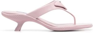 Prada triangle logo thong sandals Pink
