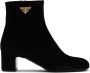 Prada triangle-logo velvet boots Black - Thumbnail 1