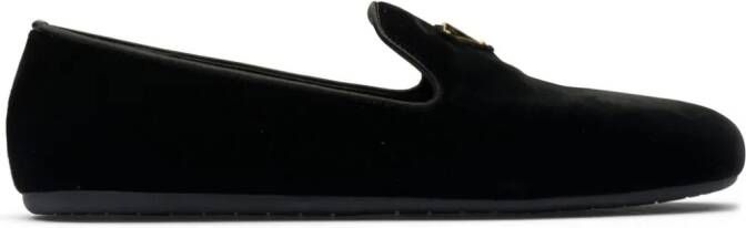 Prada triangle-logo velvet loafers Black