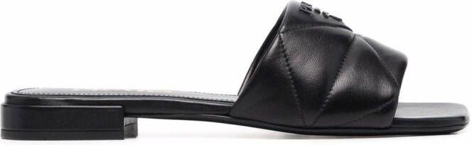 Prada triangle quilted sandals Black