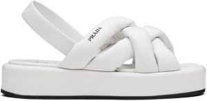 Prada woven flatform sandals White