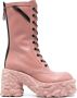 Premiata 100mm sculpted-sole leather boots Pink - Thumbnail 1
