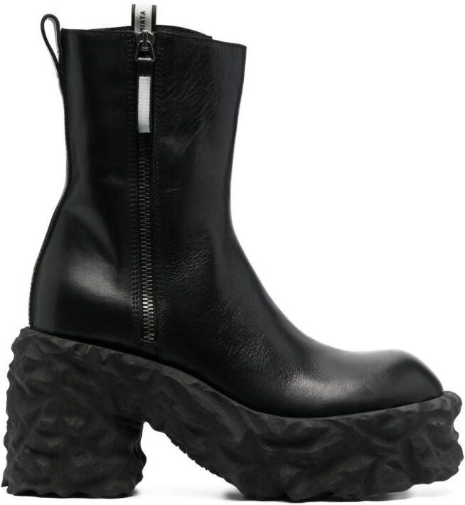 Premiata 110mm zip-up chunky leather boots Black