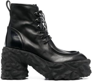 Premiata 95mm chunky sole lace-up boots Black