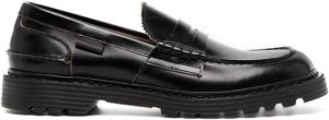 Premiata almond-toe leather loafers Black