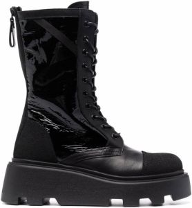 Premiata chunky leather lace-up boots Black
