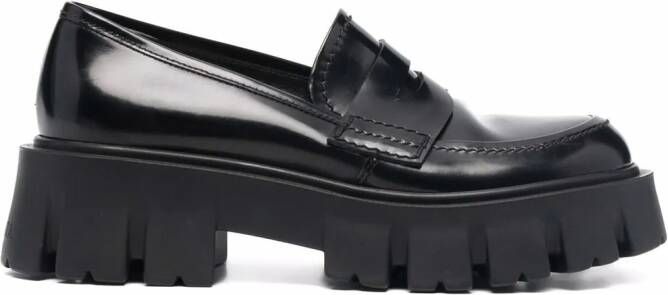 Premiata chunky sole leather loafers Black